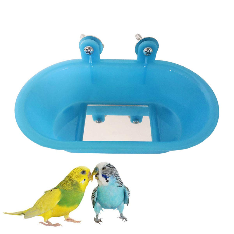Wontee Bird Bath with Mirror Toy Fixable Parrot Bathroom Tub for Small Brids Parrot Canary Budgies Parakeets - BeesActive Australia