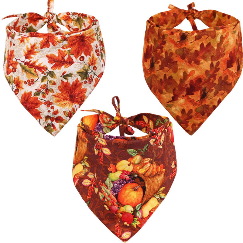 3 PCS/Pack Thanksgiving Dog Bandana Reversible Triangle Bibs Scarf Accessories for Dogs Cats Pets Large Pattern2 - BeesActive Australia