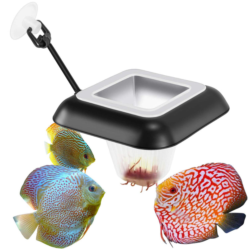 Fischuel Aquarium Feeding Ring Floating Rings Food Feeder Feeding Trough with Suction Cup for Fish Feeder Square-Black - BeesActive Australia