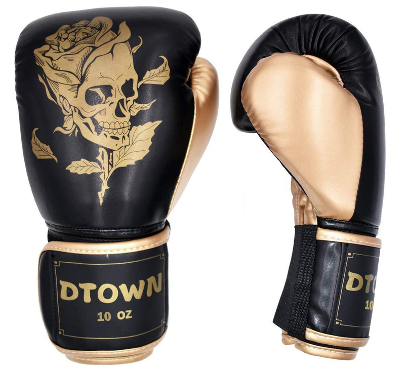 [AUSTRALIA] - Dtown Womens Boxing Gloves Youth Kickboxing Training Gloves for MMA Fighting Muay Thai 8 oz 10 oz Black 