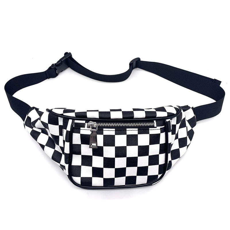 [AUSTRALIA] - Dolores Women Fashion Hologram Laser Waist Bag Fanny Pack Zipper Waterproof Chest Pack Bum Bag Beach Purse Checkerboard 