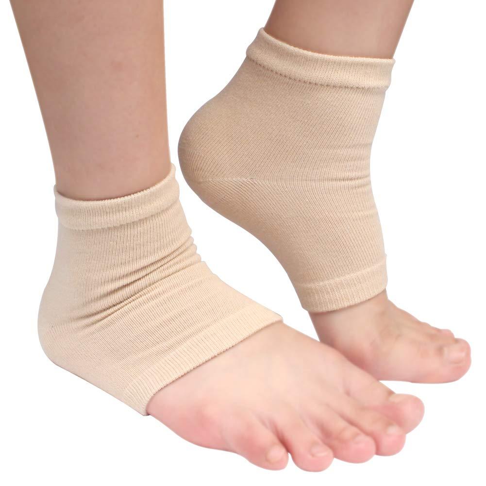 Spa Socks - Gel Heel Sleeves for Dry Cracked Feet – Silicone Moisturizing Socks (1 Pair, Open Toe Style - Nude) 1 Pair - BeesActive Australia