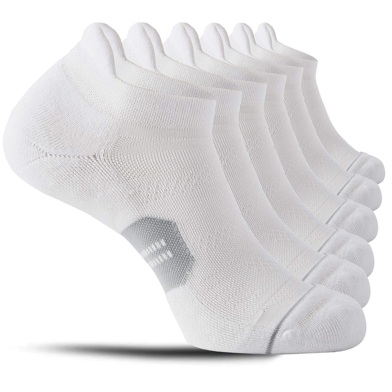 6 Pack Men's Running Ankle Socks with Cushion, Low Cut Athletic Tab Sport Socks White + Grey Medium - BeesActive Australia