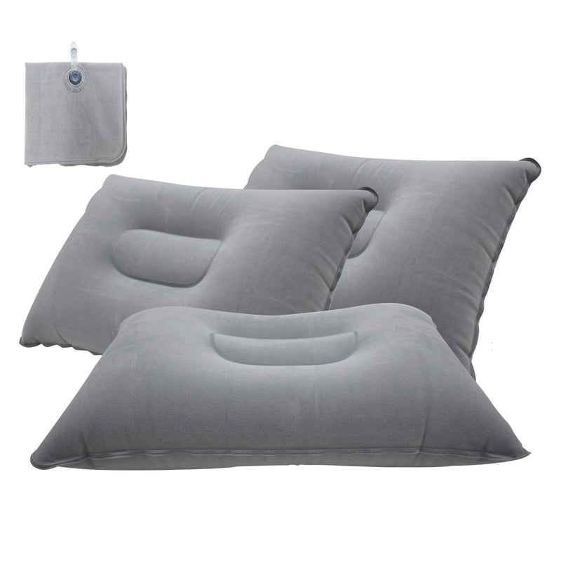 LiXiongBao 3 Pack Gray Ultralight Inflatable Pillow Small Squared Flocked Fabric Air Pillow for Hiking,Camping,Traveling,Napping,Desk Rest,Neck &Lumbar Support - BeesActive Australia