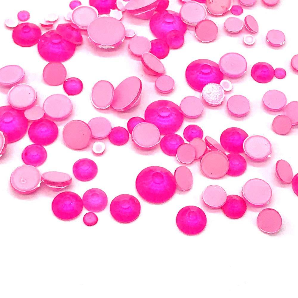 450 pcs 2mm - 6mm top Quality Glass Neon Pink Round Nail Art Mixed Flatbacks Rhinestones Gems Mix Size [by belle one belle] - BeesActive Australia