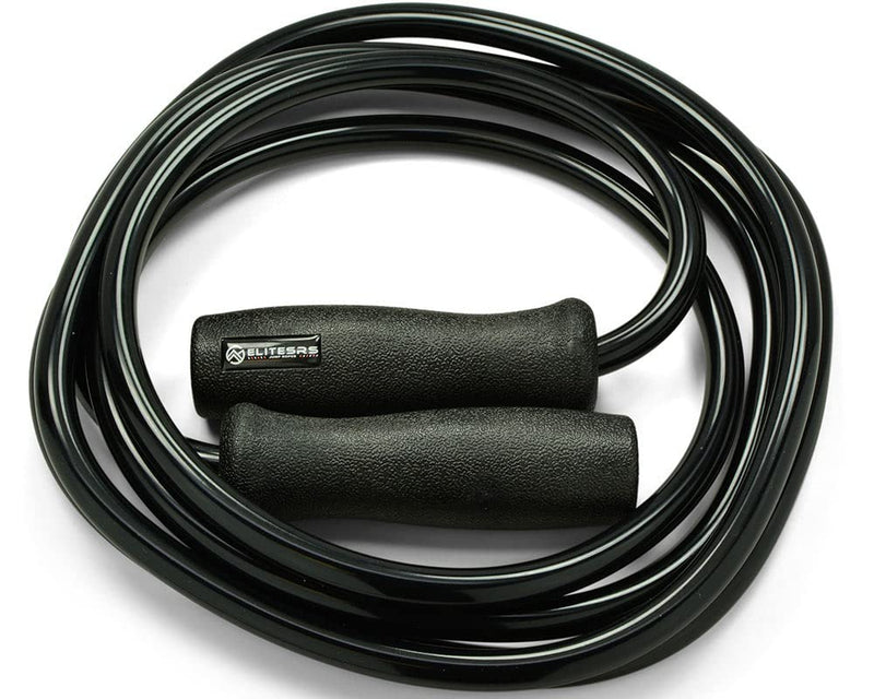 EliteSRS, Muay Thai 2.0 Weighted Jump Rope - Heavy 1.5lb PVC Drag Rope Matte Black - 10FT - BeesActive Australia