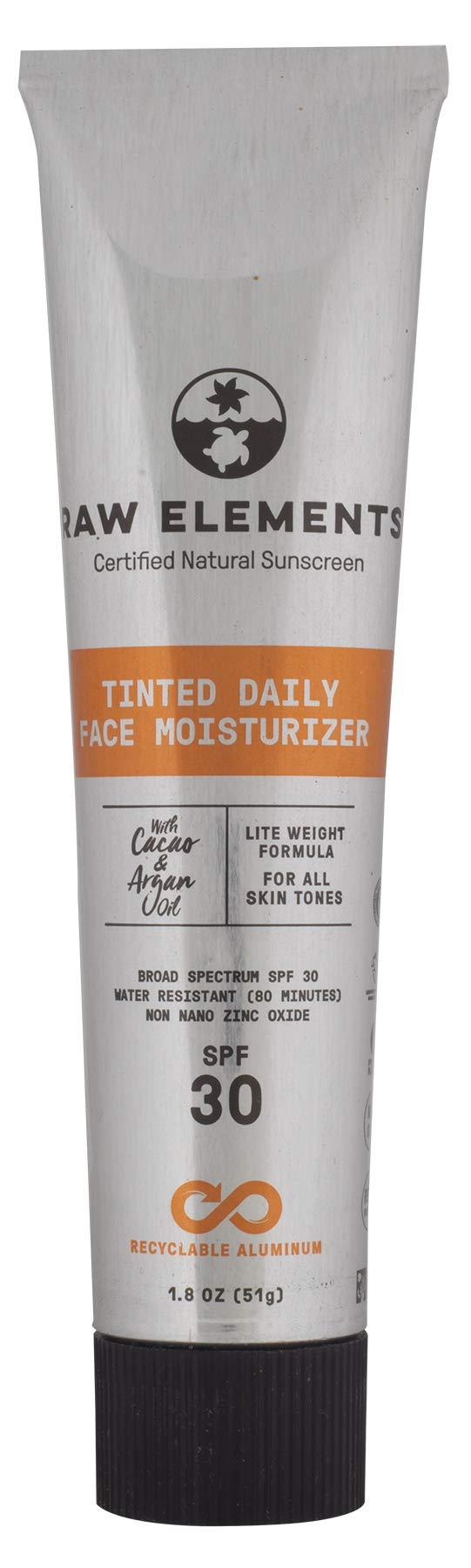 Raw Elements Tinted Daily Face Moisturizer Certified Natural Sunscreen | Non-Nano Zinc Oxide, 95% Organic, Reef Safe, SPF 30, Lightweight Formula in Aluminum Tube, 1.8oz - BeesActive Australia