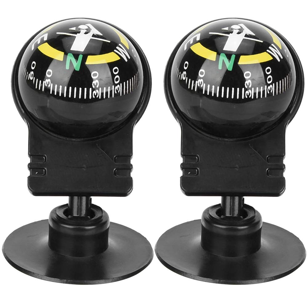 Alomejor Car Compass Portable 2Pcs Car Compass Guide Ball with Suction Cup Camping Navigation Compass for Car Vehicle - BeesActive Australia