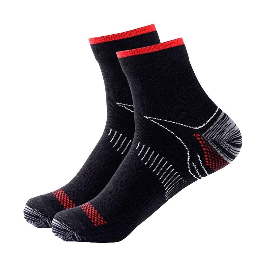 [AUSTRALIA] - Bcurb Foot Compression Socks Arch Support Low Cut Ankle Support For Plantar Fasciitis Heel Spurs Pain Relief Black/Red/Grey Small-Medium 