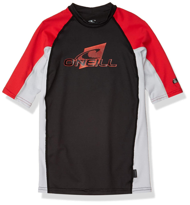 [AUSTRALIA] - O'Neill Wetsuits Kids' O'neill Youth Premium Skins UPF 50+ Short Sleeve Rash Guard 6 Raven/Coolgray/Raven 