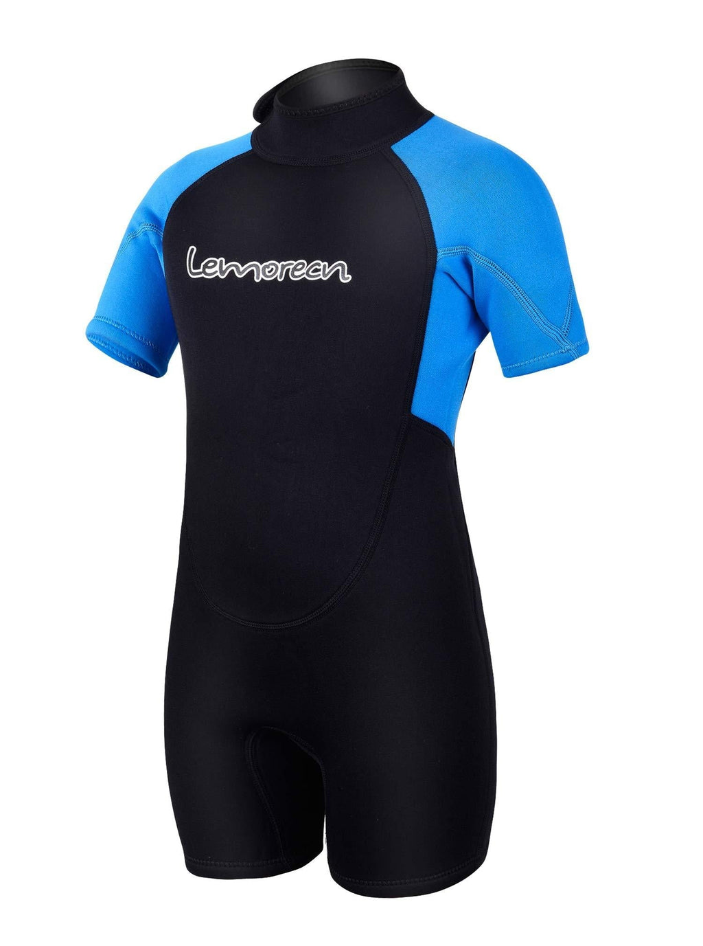 [AUSTRALIA] - Lemorecn Kids Wetsuits Youth 3 mm Full Diving Suit Shorty Black+Light blue 10 
