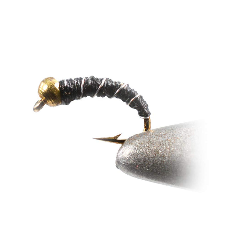 Region Fishing Bead Head Black Zebra Midge Nymph Fly Tied on Mustad Signature Fly Hooks - 1 Doz Flies Hook #18 - BeesActive Australia