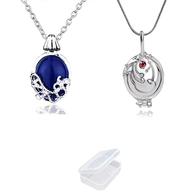 UoYu 2 Pcs The Vampire Diaries Elena Gilbert Opening Vervain Locket Pendant Necklace and Daywalking Katherine Necklace Pendant Charm Necklace-Royal Blue with Transparent Box - BeesActive Australia
