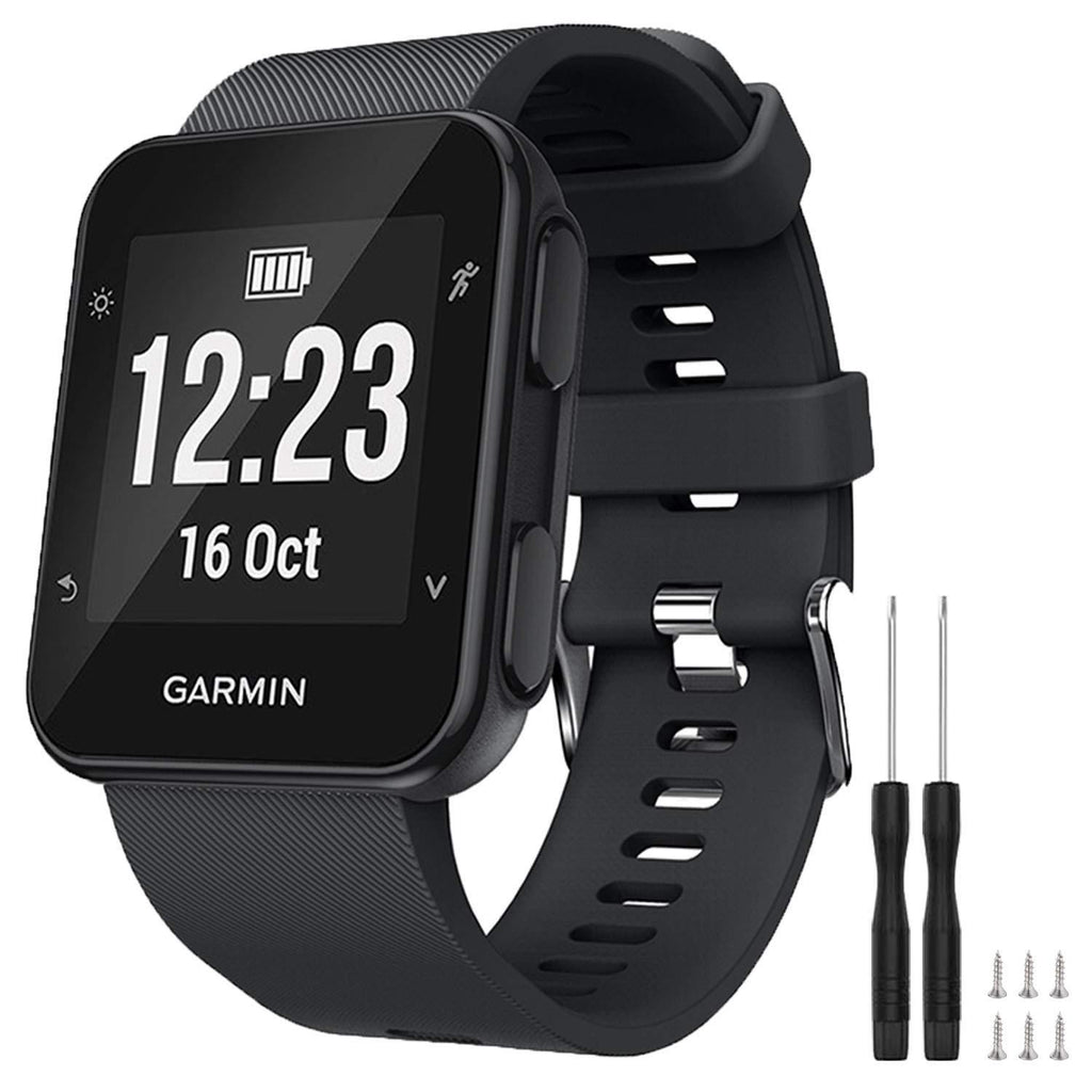 [AUSTRALIA] - GVFM Band Compatible with Garmin Forerunner 35, Soft Silicone Replacement Watch Band Strap for Garmin Forerunner 35 Smart Watch 1- Black 