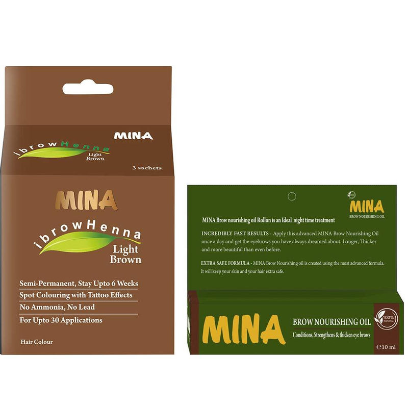 MINA ibrow Henna Light Brown tint with Brow Oil - BeesActive Australia