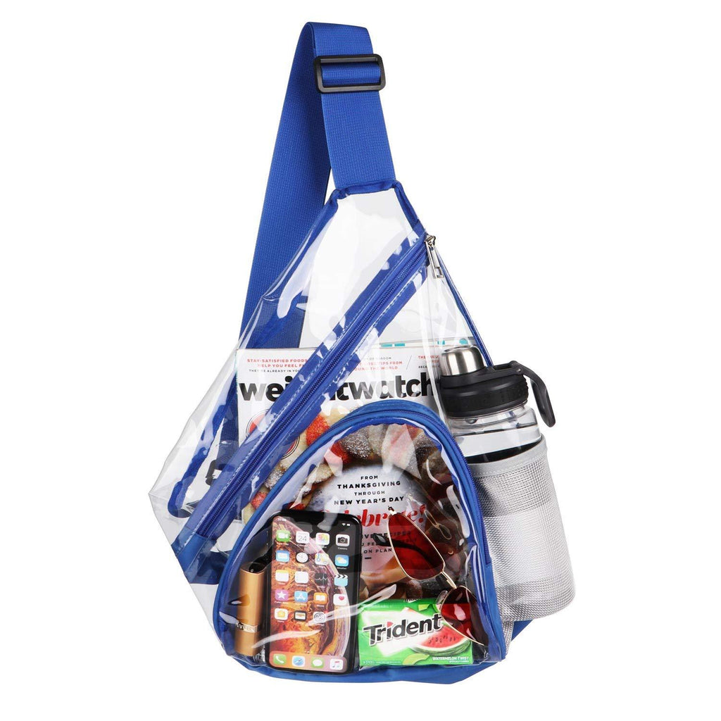 HULISEN Clear Bag, Sling Bag with Widened Adjustable Strap, CrossBody Bag with Extra External Pocket and Mesh Pocket, Strong Zipper, Stadium Approved (Blue) Blue - BeesActive Australia