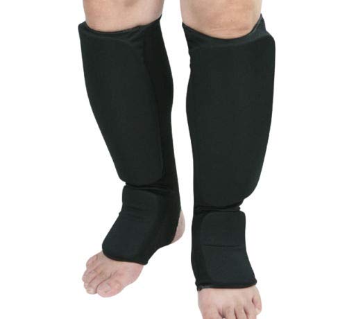 Cloth Shin & Instep Guard Taekwondo, Martial Arts, MMA Foot Protective Gear Protector for Sparring (Black/White; Child Small to Adult XL) Black Large - BeesActive Australia