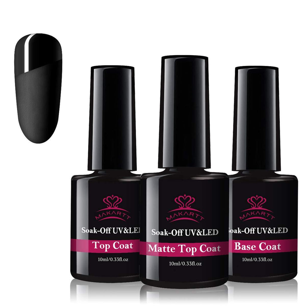 Makartt Matte Top Coat and High Gloss Top Gel Coat Base Coat Set - No Wipe Top Coat, Gel Nail Polish Matte Shine Finish and Long Lasting, Soak Off Gel, 10ml Each Bottle P-47 - BeesActive Australia