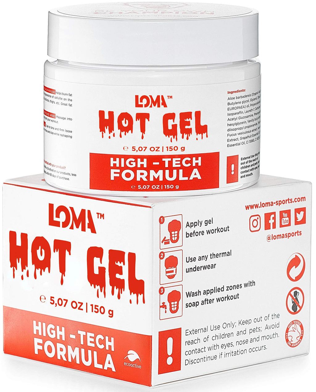 LOMA Hot Cream - Premium Workout Sweat Cream - Hot Cream Gel For Belly Women Men- Heating Cream with Aloe Extract - Lipo Gel and Workout Enhancer for Abdomen and Waist (Original) Original - BeesActive Australia