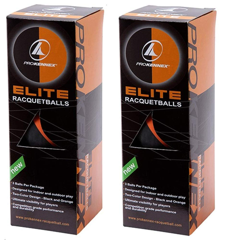 PROKENNEX Six Elite Racquetball Balls Half Black Half Orange for Indoor and Outdoor, Maximum Visibility - BeesActive Australia