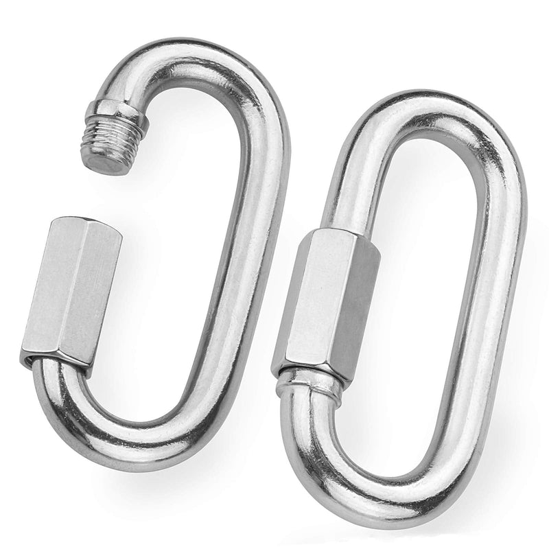 STARVAST 12mm Quick Link Oval Carabiner 2pcs M12 Stainless Steel Quick Links Chain Connector Heavy Duty Locking Carabiner for Outdoor Activities (Hooking Trailer, Swing Set) and Indoor Equipment - BeesActive Australia