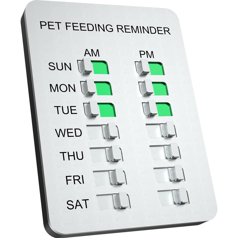YARKOR Dog Feeding Reminder Magnetic Reminder Sticker,AM/PM Daily Indication Chart Feed Your Pets,Fridge Magnets and Double Sided Tape - Prevent Overfeeding or Obesity Silver - BeesActive Australia