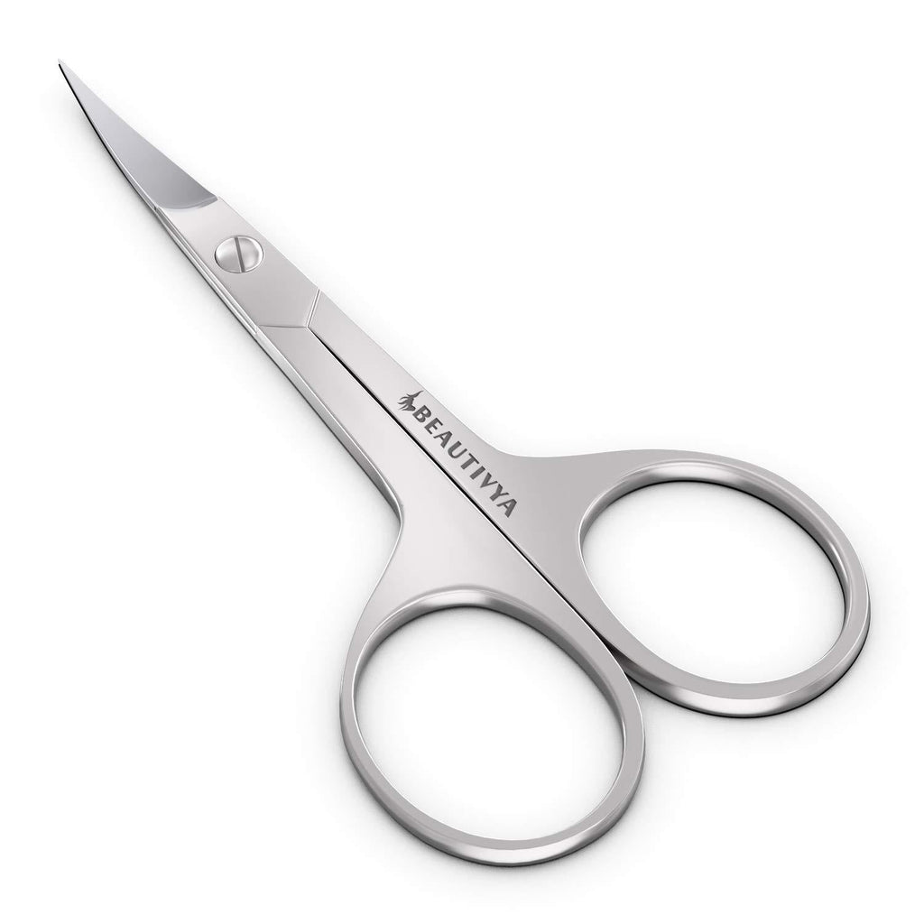 BEAUTIVYA Cuticle Scissors - Stainless Steel Eyebrow Scissors - Professional Nail Scissors - Premium Small Scissors for Nose Hair, Mustache, Beard and Manicure with 3.5 Inch Curved Sharp Blades - BeesActive Australia