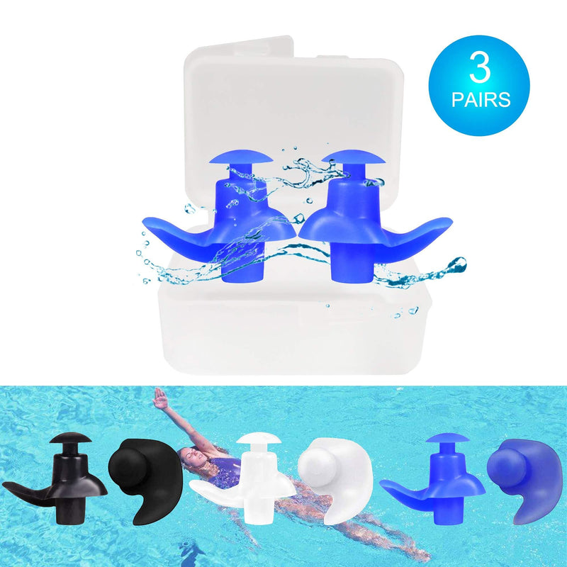 [AUSTRALIA] - Small Jupiter Swimming Ear Plugs,3 Pairs Reusable Silicone Waterproof Earplugs for Swimming,Snorkeling,Surfing and Ear Protection 