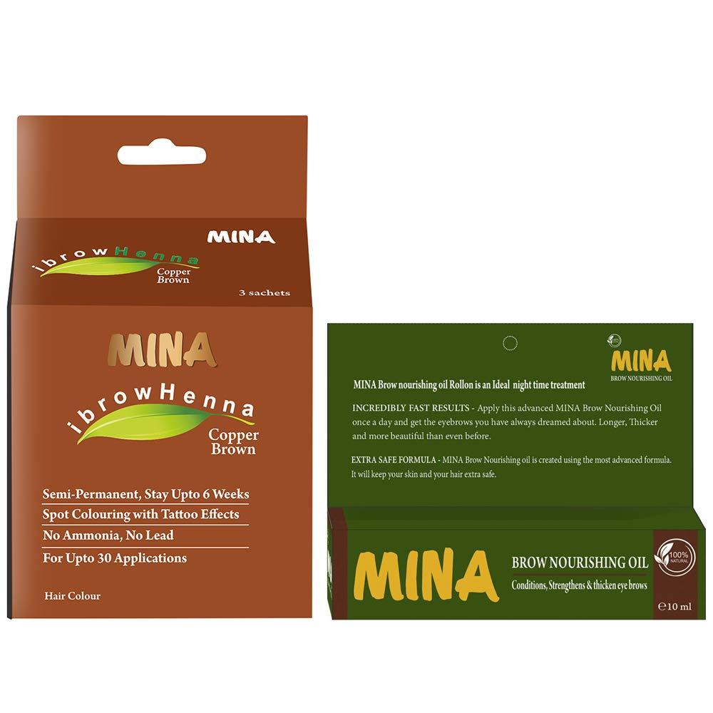 MINA ibrow Henna Copper Brown tint with Brow Oil - BeesActive Australia