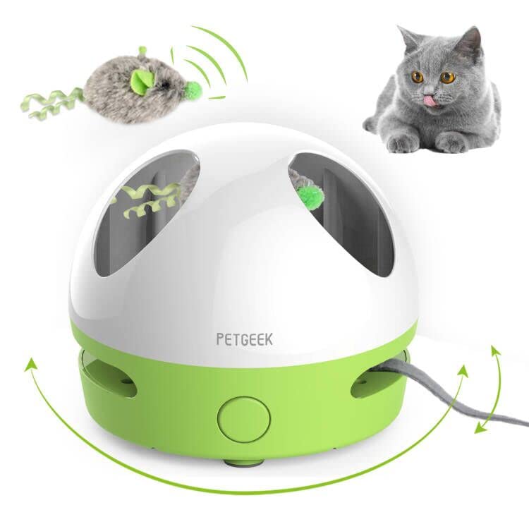 PETGEEK Interactive Cat Toy, Hide Mouse Cat Toy with Squeaky Mouse, Electronic Automatic Cat Toys with Catnip Filled Hidey Mouse, Cat Toys Interactive for Indoor Cats Exercise & Game green - BeesActive Australia