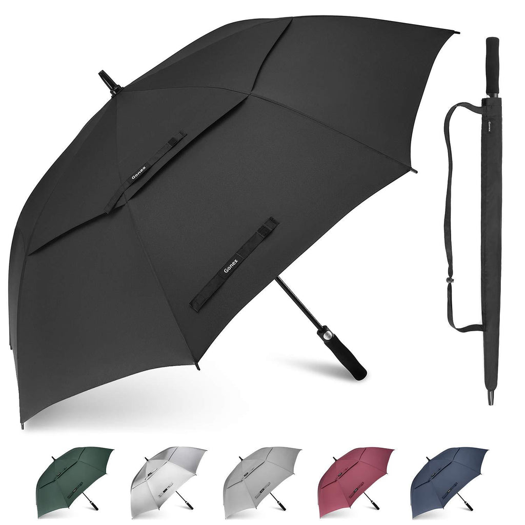 Gonex 68/62 Inch Extra Large Golf Umbrella, Automatic Open Travel Rain Umbrella with Windproof Water Resistant Double Canopy, Oversize Vented Umbrellas for 2-3 Men and UV Protection, Multiple Colors Black 62 inch - BeesActive Australia