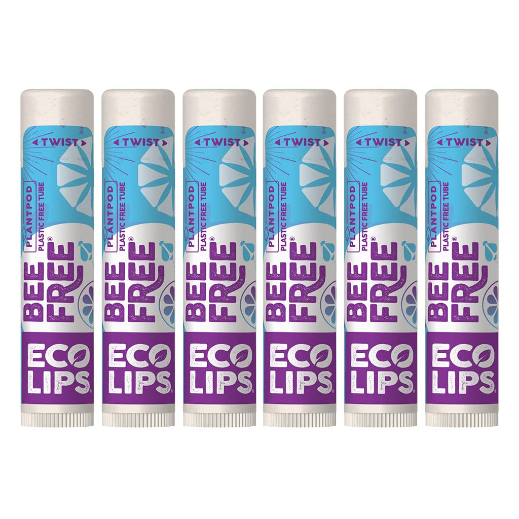 Eco Lips Bee Free Vegan Unscented 100% Natural Lip Balm - Soothe and Moisturize Dry, Cracked and Chapped Lips - 100% Plastic-Free Plant Pod Packaging - Made in USA (6 Tubes) - BeesActive Australia