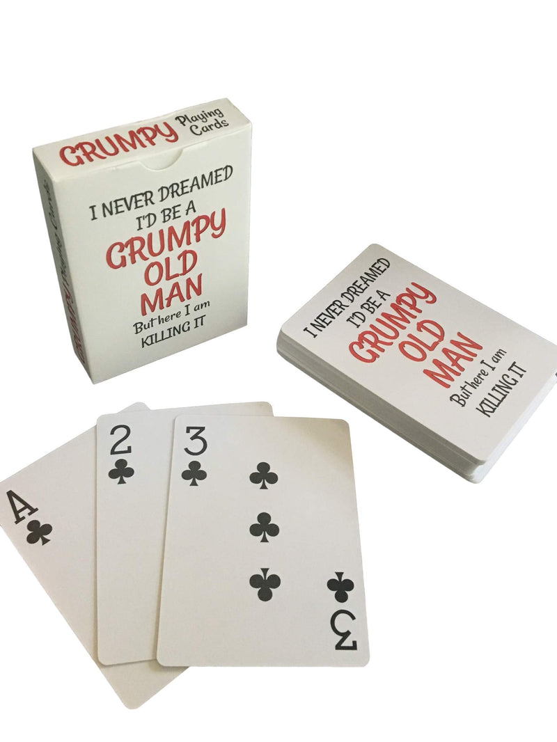 Grumpy Old Man Jumbo Index Playing Cards - Large Print for Seniors - Gag Present for 50th 60th 70th 75th 80th Birthday - Poker Sized for Texas Holdem, Bridge, Euchre, War - Men Novelty - BeesActive Australia