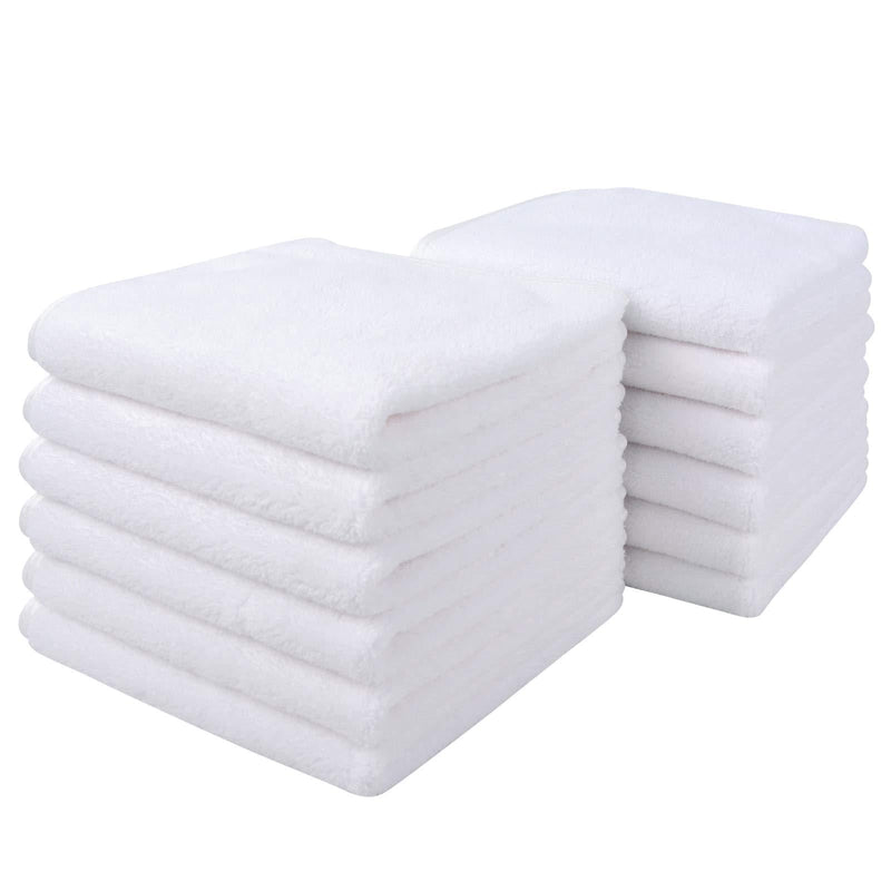 Sinland Microfiber Face Cloths For Bath Reusable Makeup Remover Cloth Ultra Soft and Absorbent Washcloths For Baby 12Inch x 12Inch (12pack, white) 12pack - BeesActive Australia