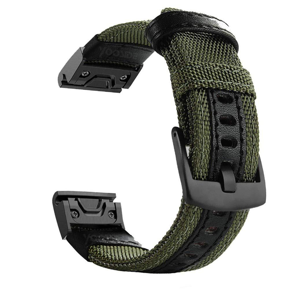 [AUSTRALIA] - YOOSIDE Fenix 5/Fenix 6 Watch Band, 22mm QuickFit NOTA Nylon Durable Wristband Strap for Garmin Fenix 5/5 Plus,Fenix 6,Instinct,Quatix 5, MARQ,Forerunner 935/945,Fit Wrist 6.3-8.66inch (Green) Green 