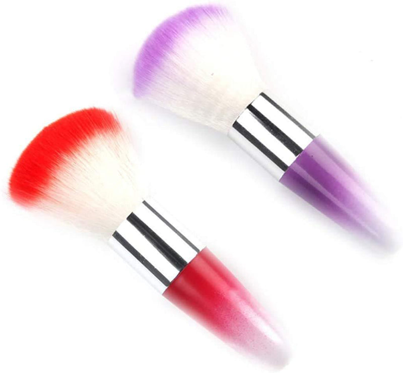 RUITASA 2PCS Soft Nail Art Dust Remover Powder Brush Cleaner For Acrylic & UV Nail Gel(pink+purple) - BeesActive Australia