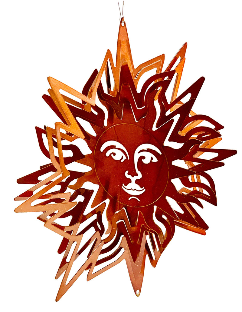 Dundee Deco W1207 Wind Spinner in Gift Box - 3D Hanging Indoor Outdoor Yard Garden Decoration - Mandala - Pointed Sun - Copper - 12 inch - Unique Gift Idea for Men Women, Souvenir, Present - BeesActive Australia