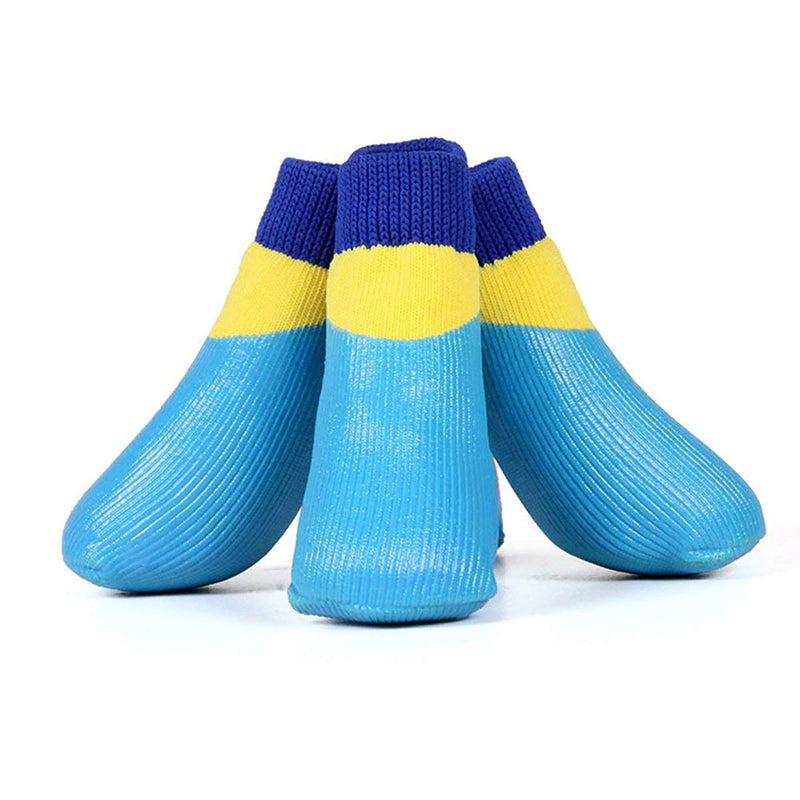 BESUNTEK Anti-Slip Dog Socks,Waterproof Paw Protectors with Straps Traction Control for Indoor & Outdoor Wear（4pcs，Navy ） XXL Blue - BeesActive Australia