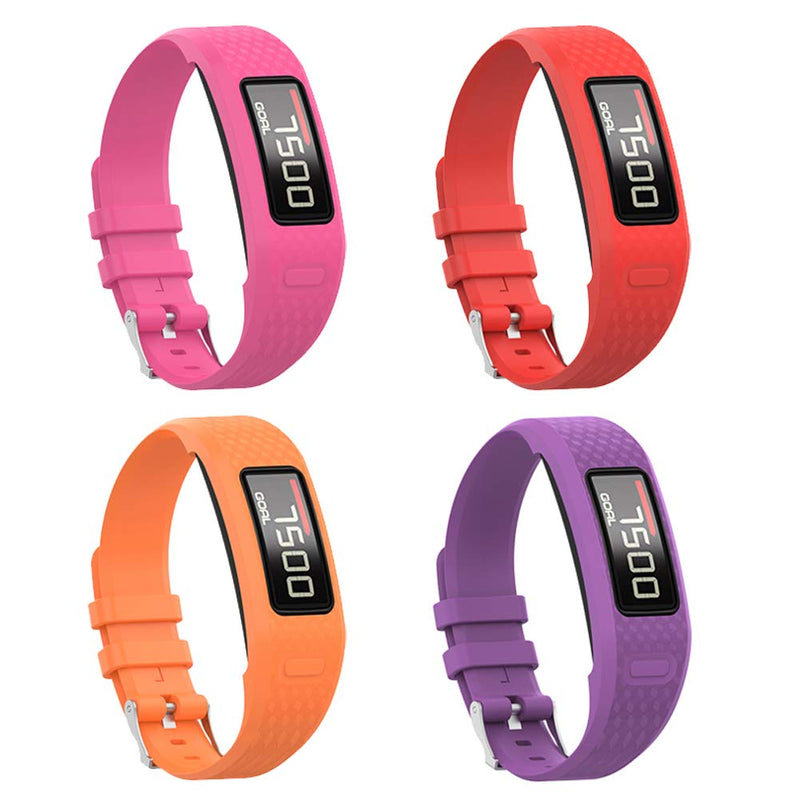 Watbro Bands Compatible with Garmin Vivofit 1/ Vivofit2, Soft Silicone Colorful Replacement Watch Band Strap Wristband for Vivofit 1/ Vivofit 2 Activity Tracker, for Women Men Small Large 4 Pack:Pink+Purple+Orange+Red large (7.25-9.47 inch) - BeesActive Australia
