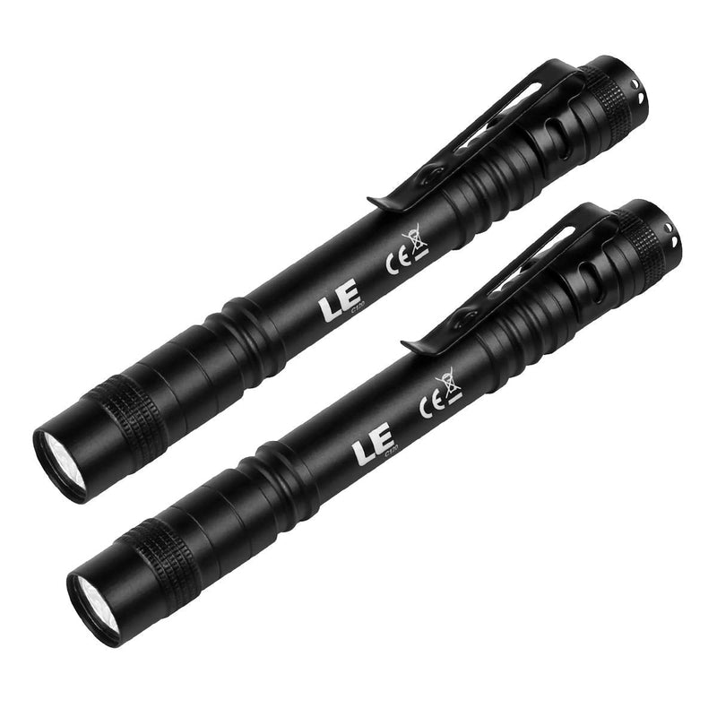 LE LED Pocket Pen Light Flashlight, Small, Mini, Stylus PenLight with Clip, Perfect Flashlights for Inspection, Work, Repair, Pack of 2 - BeesActive Australia