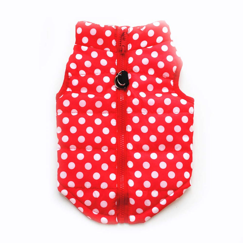 Pet Coat, Dog Winter Warm Coat with Zipper Leash Hook Cold Weather Jacket for Puppy Small Dog XS--Back Length:21cm Red - BeesActive Australia