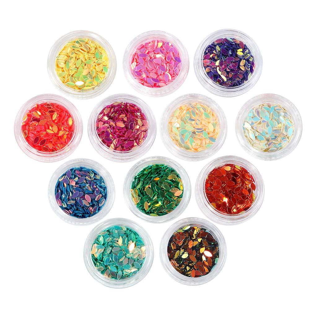 SHOWNII Nail Art Flake, 12 Boxes Nail Glitters Horse Eye Festival Sparkling Sequins Colorful Chunky Glitters for Slime, Face and Eye Make Up - BeesActive Australia