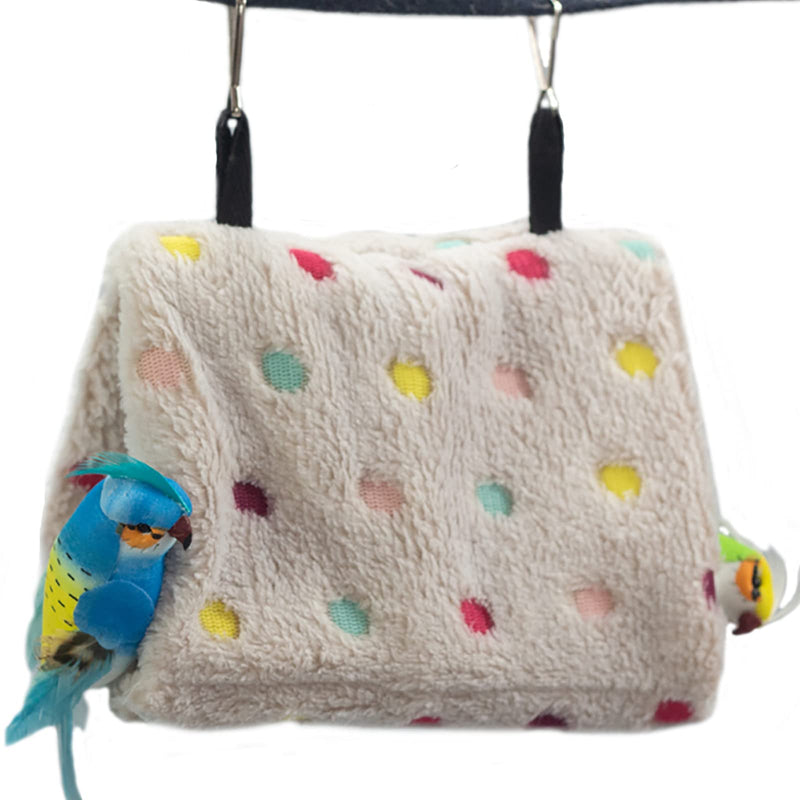 LeerKing Bird Hut for Cage 3 Sizes, Hanging Bird Hammock Bed Nest Plush House Snuggle Tent for Conure, Lovebird, Parrot, Parakeets, Cockatiels, Cockatoo, Quaker Medium Polka Dot - BeesActive Australia