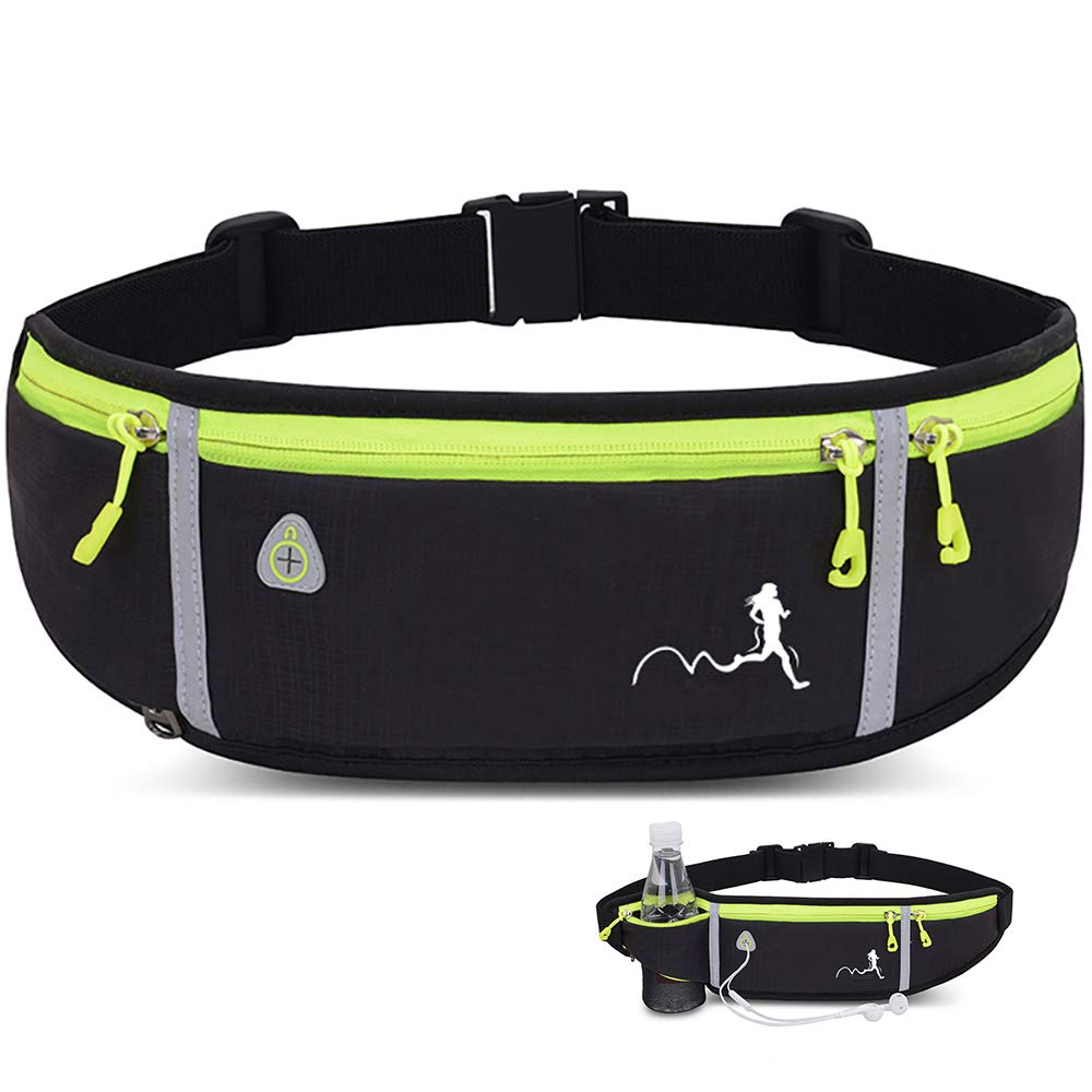 Peicees Fanny Pack for Men Women Bottle Holder Bag Waterproof Running Pouch Belt Waist Pack for Gym Travel, Adjustable Reflective Phone Holder for iPhone 13 12 11 Pro Max Samsung Galaxy S20 S10 Black - BeesActive Australia