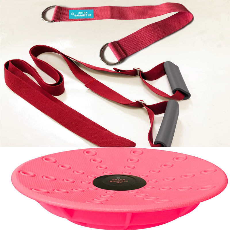 Leg Stretching Strap and Ballet Balance Board, 2 Pc. Set, Stretching, Disc Core Trainer and Flexibility Equipment for Dance, Gymnastics, Cheer or Figure Skating, Portable - BeesActive Australia