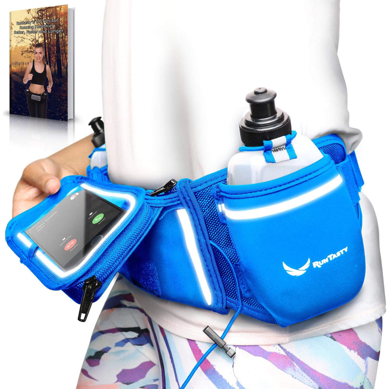 [AUSTRALIA] - [Voted No.1 Hydration Belt] Winners' Running Fuel Belt - Includes Accessories: 2 BPA Free Water Bottles & Runners Ebook - Fits Any iPhone - w/Touchscreen Cover - No Bounce Fit and More! Royal Blue 