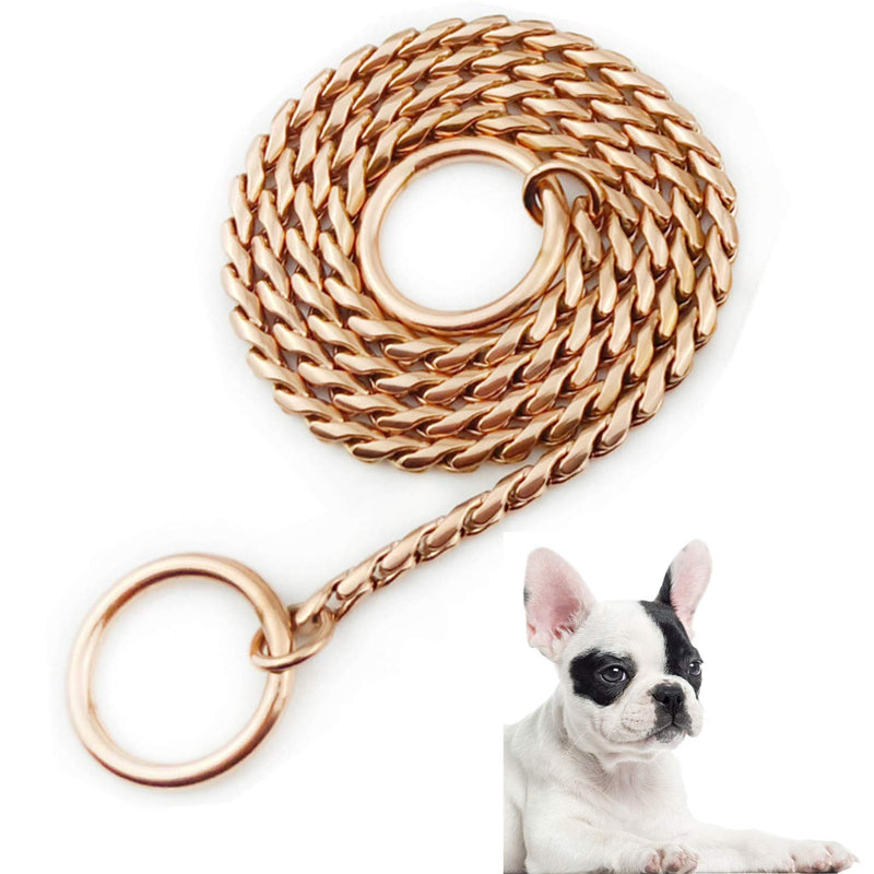 Umisun Dog Snake Chain Choke Collar P Chock Metal Chain Pet Collars Necklace Walking Training Pet Supplies for Small Medium Large Dogs 4.0mm×20" Rose Gold - BeesActive Australia
