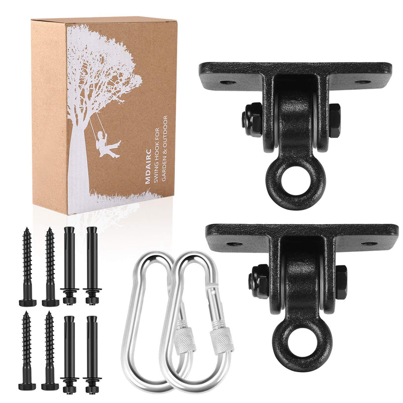 MDAIRC Swing Set Brackets, Heavy Duty Swing Hangers for Wooden Sets Playground Porch Indoor Outdoor & Hanging with Snap Hooks (2 Pack Black Swing Hook) - BeesActive Australia
