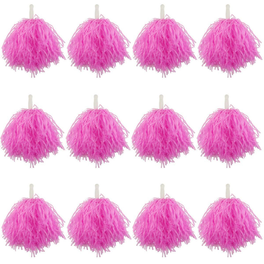 [AUSTRALIA] - Hslife 12 Pack Pink Plastic Cheerleading Pom Poms, Sports Dance Cheer Plastic Pom Pom for Rooters,Cheering Squard,Cheering Team(30 Grams Weight Each) 