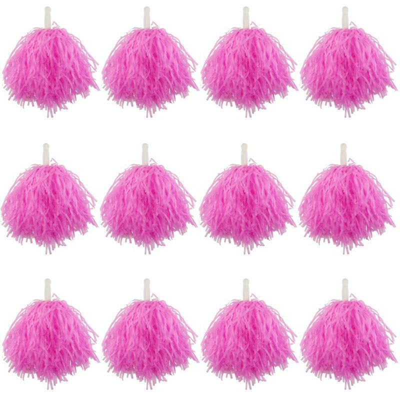 [AUSTRALIA] - Hslife 12 Pack Pink Plastic Cheerleading Pom Poms, Sports Dance Cheer Plastic Pom Pom for Rooters,Cheering Squard,Cheering Team(30 Grams Weight Each) 